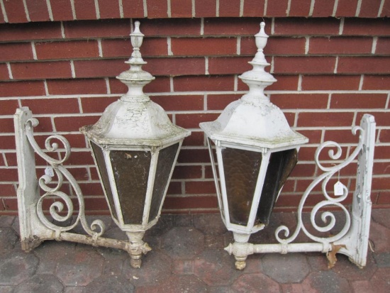 Two Large reclaimed outdoor Aluminum light fixtures, AS-IS