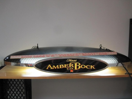 Lighted Michelob Amber Bock Pool Table Bar Sign - approximately 45" long #691