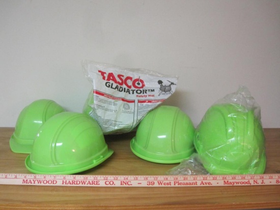 Lot of 5 new Green Tasco Gladiator plastic Hard Hats, adjustable #438