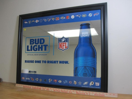 Bud Light Official NFL Sponsor Mirrored Beer sign 2016, approx 33.5" x 28" #652