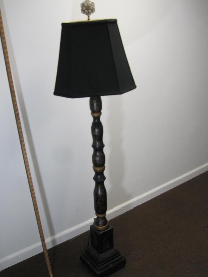 Turned Floor Lamp with Shade, overall height 68"