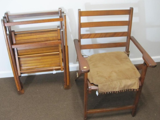 Pair of Wooden Folding chairs, sturdy and approx 23" wide