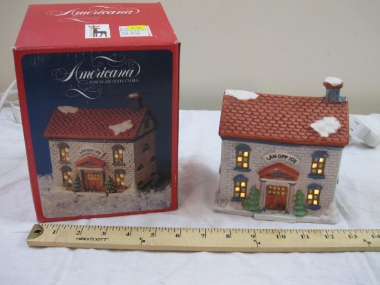 Law Office, Lighted Americana Porcelain Collectable, in original box, 1991 National Decorations, 1