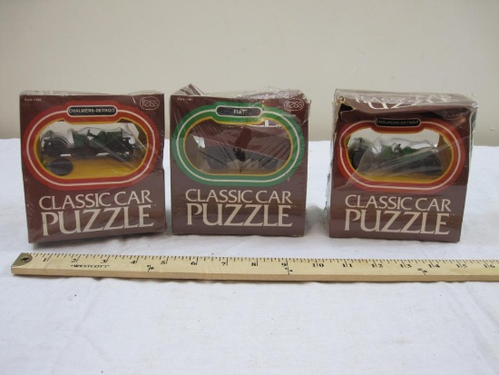 Lot of 3 Classic Car Puzzles including 2 Chalmers-Detroit and a Fiat, new in boxes (see pictures for