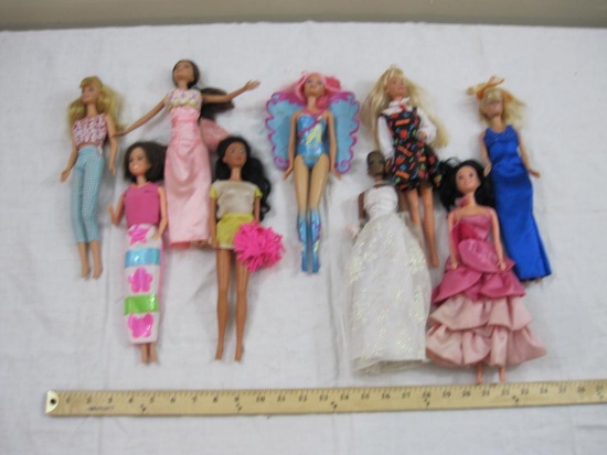 Lot of 9 Dolls including Barbie and more, 1960s-1990s, AS IS, 2 lbs 13 oz