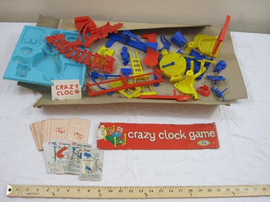 Vintage Crazy Clock Game Pieces, 1964 Ideal Toy Corp, box not included pieces only, 1 lb