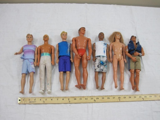 Lot of 7 Male Dolls and Accessories including Ken and more, 1960s-2000s, AS IS, 2 lbs 10 oz