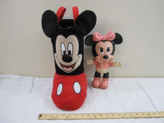 Mickey Boot and Vintage Minnie Rubber Figure, Disney, 1 lb 11 oz