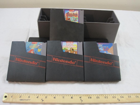 Four Nintendo NES Games and Plastic Case including Adventures of Lolo, Mickey Mousecapade, Disney's
