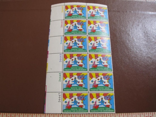Block of 12 1974 10 cent EXPO '74 World's Fair US postage stamps, Scott # 1527