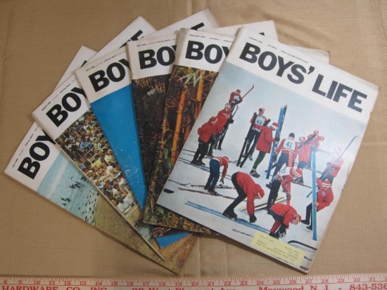 Lot of six vintage Boys' Life magazines including issues from January 1966, February 1966, May 1966,
