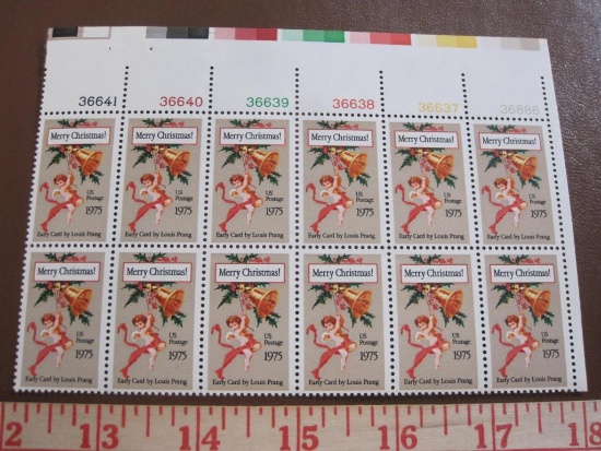 Block of 12 1975 10 cent Chrsitmas Card US postage stamps, Scott # 1580