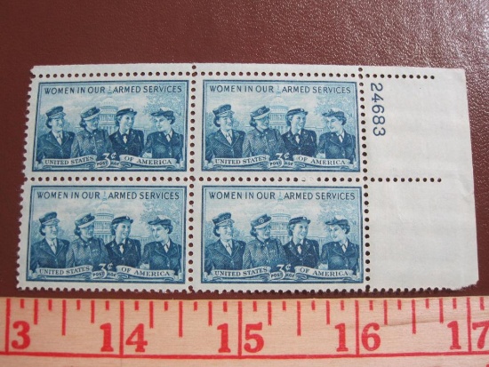 Block of 4 1952 3 cent Service Women US postage stamps, Scott # 1013