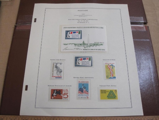 Completed official Scott album page including 1966 Sixth International Philatelic Exhibition Issue,
