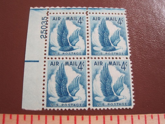 Block of 4 1954 4 cent Airmail Eagle US airmail stamps, Scott # C48