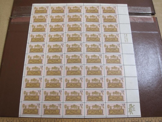 Full sheet of 50 1977 13 cent Sound Recording US postage stamps, Scott # 1705