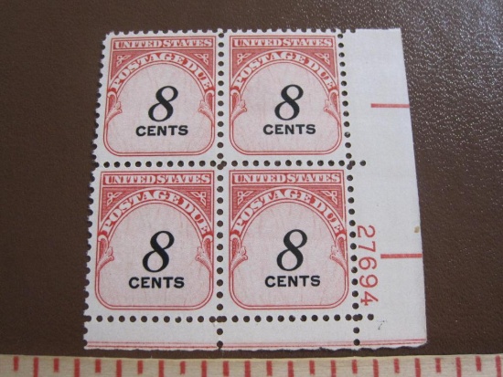 Block of 4 1959 8 cent Rotary Press US postage due stamps, Scott # J96