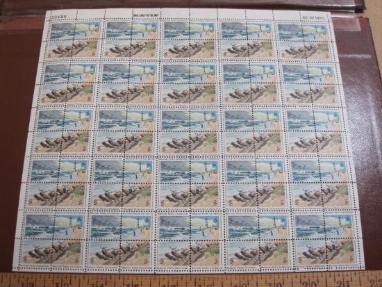 Full sheet of 100 1972 2 cent Cape Hatteras National Seashore US postage stamps, Scott # 1448-51
