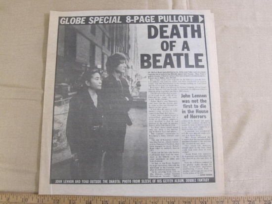"Death of a Beatle" December 30, 1980 The Globe 8-Page Pullout article