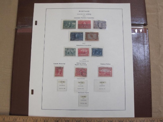 Partially completed official Scott album page including 1904, 1907 and 1909 US postage stamps; see