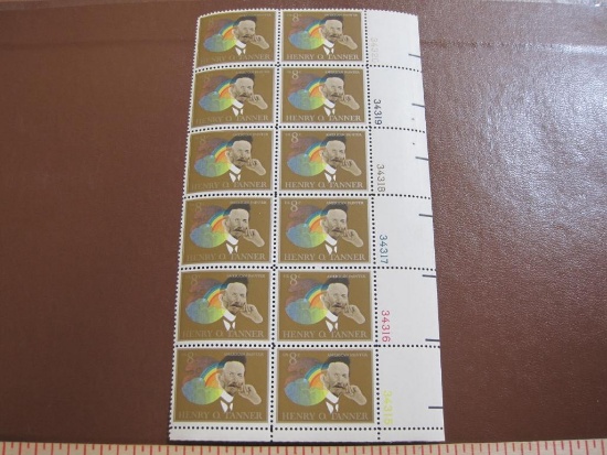 Block of 6 1973 8 cent Henry O. Tanner US postage stamps, Scott # 1486