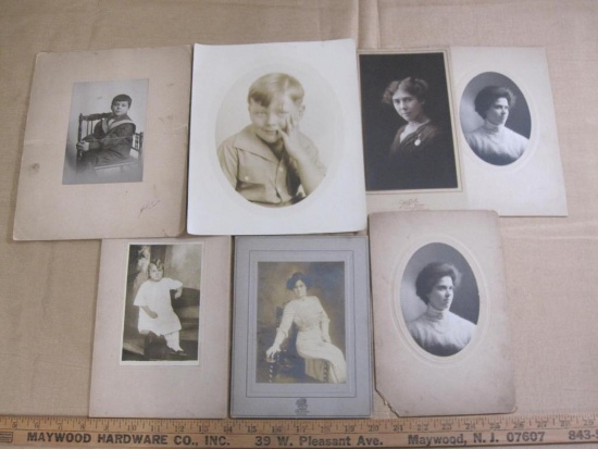 Lot of six vintage black & white portraits, early 1900s