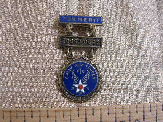 2000 hour Air Watch Service Air Force Merit Pin, cast in Sterling Silver with enamel (0.2 oz)