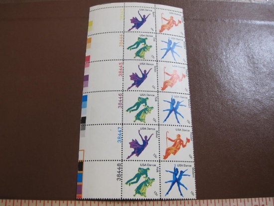 Block of 12 1978 USA Dance 13 cent US postage stamps, #s 1749-1752