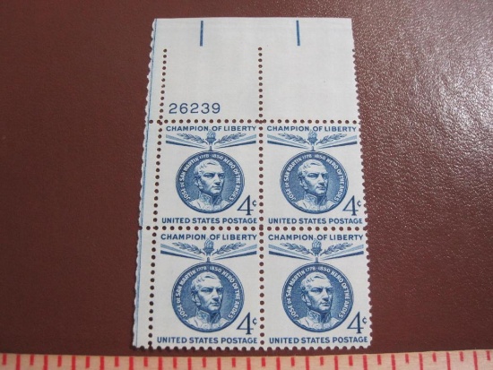 Block of 4 1959 Jose de San Martin Champion of Liberty 4 cent US postage stamps, #1125