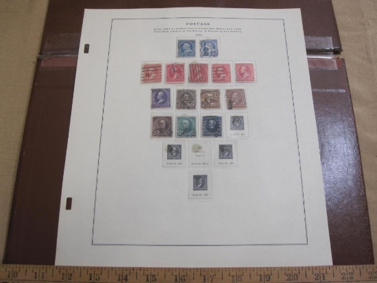 Partially complete official Scott album page inlcuding 1894 US postage stamps; see pictuers for