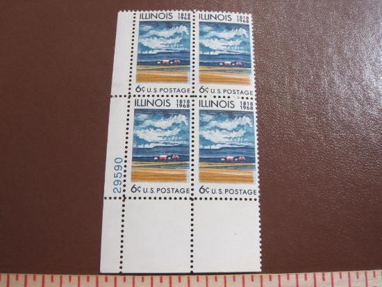 Block of 4 1968 Illinois Statehood Anniversary 6 cent US postage stamps, #1339