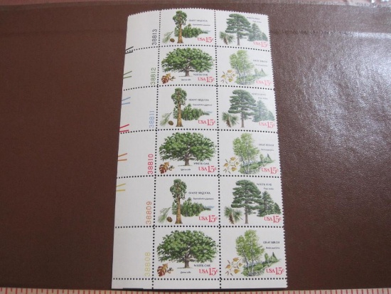 Block of 12 1978 AmericanTrees 15 cent US postage stamps, #s 1764-1767