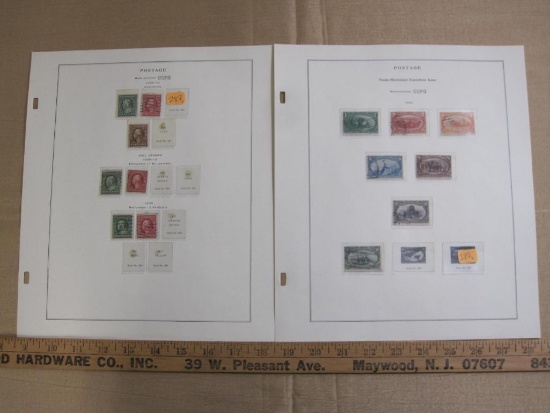 Two partially completed official Scott album pages including 1908-10 Imperforates and Coil stamps