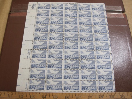 Full sheet of 50 1977 13 cent Peace Bridge US postage stamps, Scott # 1721