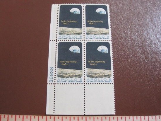 Block of 4 1969 Apollo 8 Moon Orbit US postage stamps, Scott # 1371