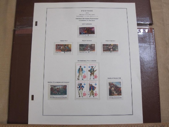 Completed 1975 American Revolution Bicentennial official Scott album page including Battles of