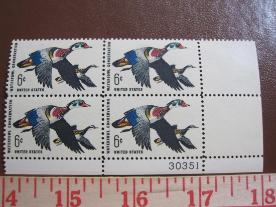 Block of 4 1968 Waterfowl Conservation US postage stamps, Scott # 1362