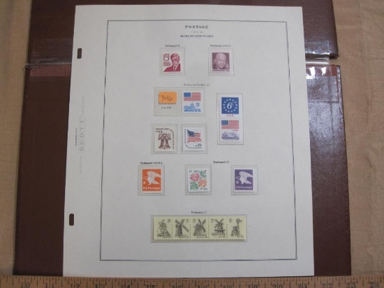 Partially completed official 1971-1981 Scott album page including 1971-81 Booklet Pane Stamps; all