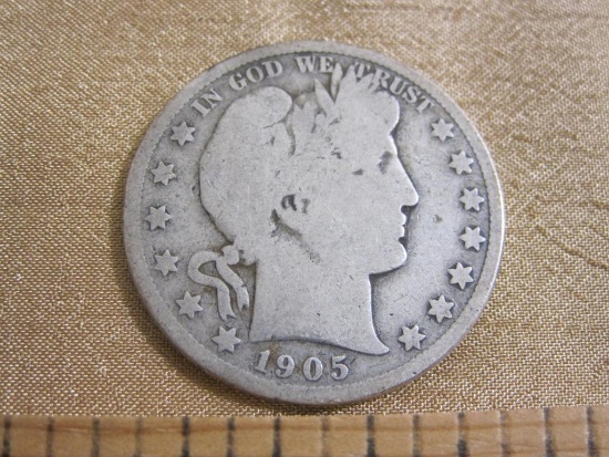 1905-s Barber half dollar coin, see pictures for condition