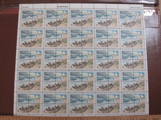 Full sheet of 100 1972 2 cent Cape Hatteras National Seashore US postage stamps, Scott # 1448-51