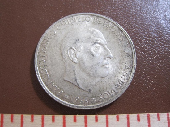One 100 pesetas Francisco Franco 1966 coin, .800 silver