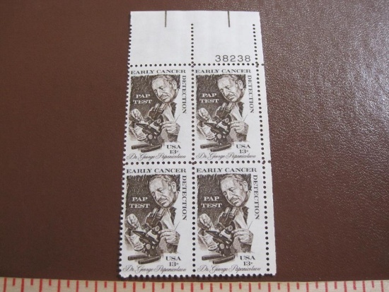Block of 4 1978 13 cent Early Cancer Detection US postage stamps, Scott # 1754