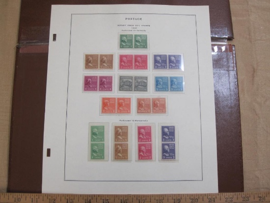 Completed official Scott album page inlcuding Rotary Press Coil Stamps 1939 Perforated 10 Vertically