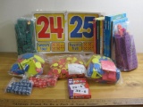 Lot of Children's teaching items, math books, foam blocks, plastic blocks and more