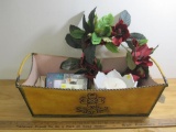 Lot includes metal window basket, picture frames and centerpiece