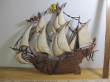 Sexton Aluminum Ship Wall hanging, approx 27x22 inches
