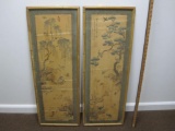Two oriental framed prints, 38 inches tall by 13.5 wide