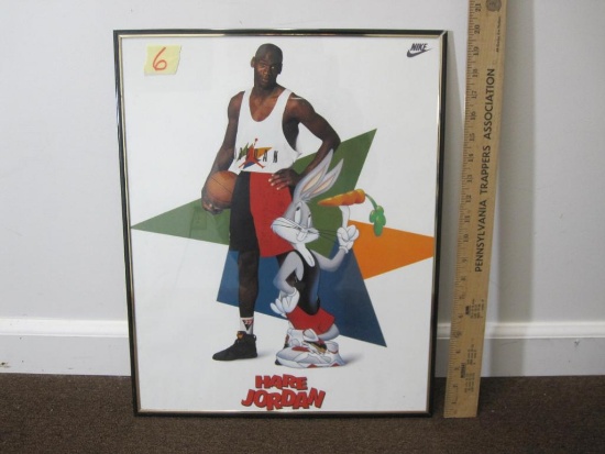 Framed Michael Jordan and Bugs Bunny Poster, 16" x 21"