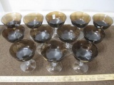 12 smoky dessert glassware with smoky top and ornate crystal stem