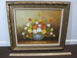 Gold painted Framed Oil Painting, approx 33x28 inches